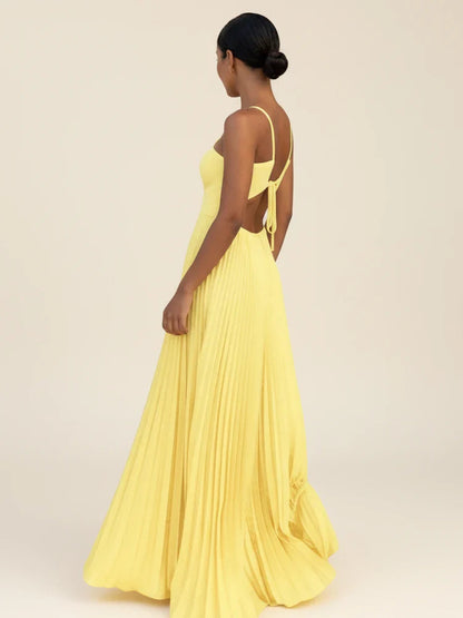 Halter Neck Pleated Maxi Dress | Elegant Backless Evening Gown - View 4