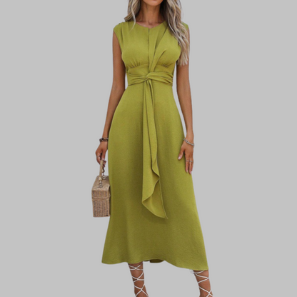 Elegant A-Line Midi Dress | Sleeveless Chic Silhouette - View 2