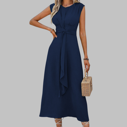 Elegant A-Line Midi Dress | Sleeveless Chic Silhouette - View 8