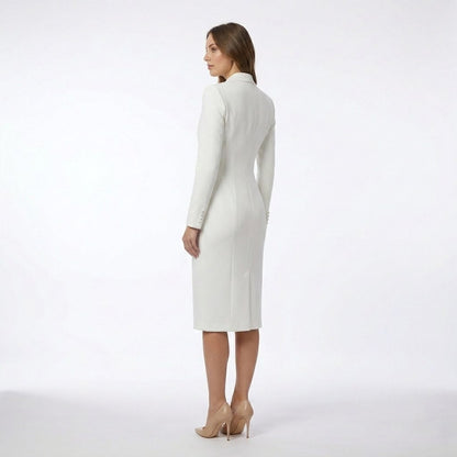 Chic Tailored Midi Dress | Elegant Knee-Length Silhouette - View 6