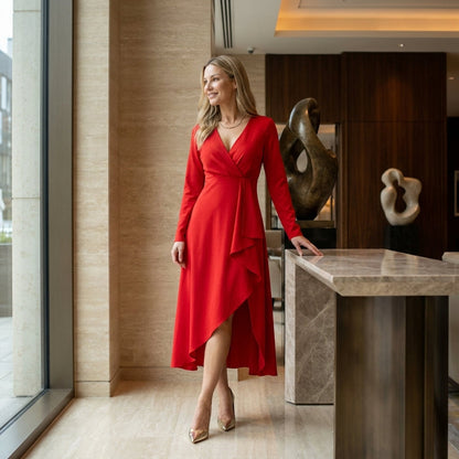 Asymmetric Midi Dress | Elegant Evening & Day Wear - View 1