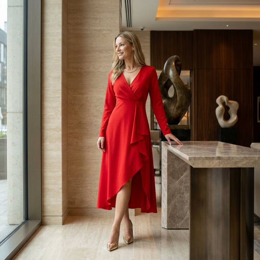 Asymmetric Midi Dress | Elegant Evening & Day Wear - View 1