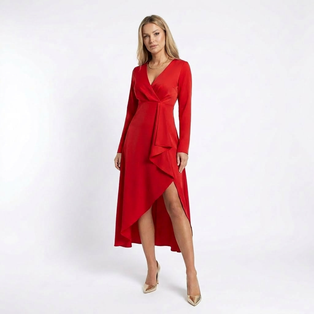 Asymmetric Midi Dress | Elegant Evening & Day Wear - View 3