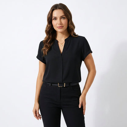 Elegant Chiffon V-Neck Blouse | Chic Plus Size Summer Top - View 4