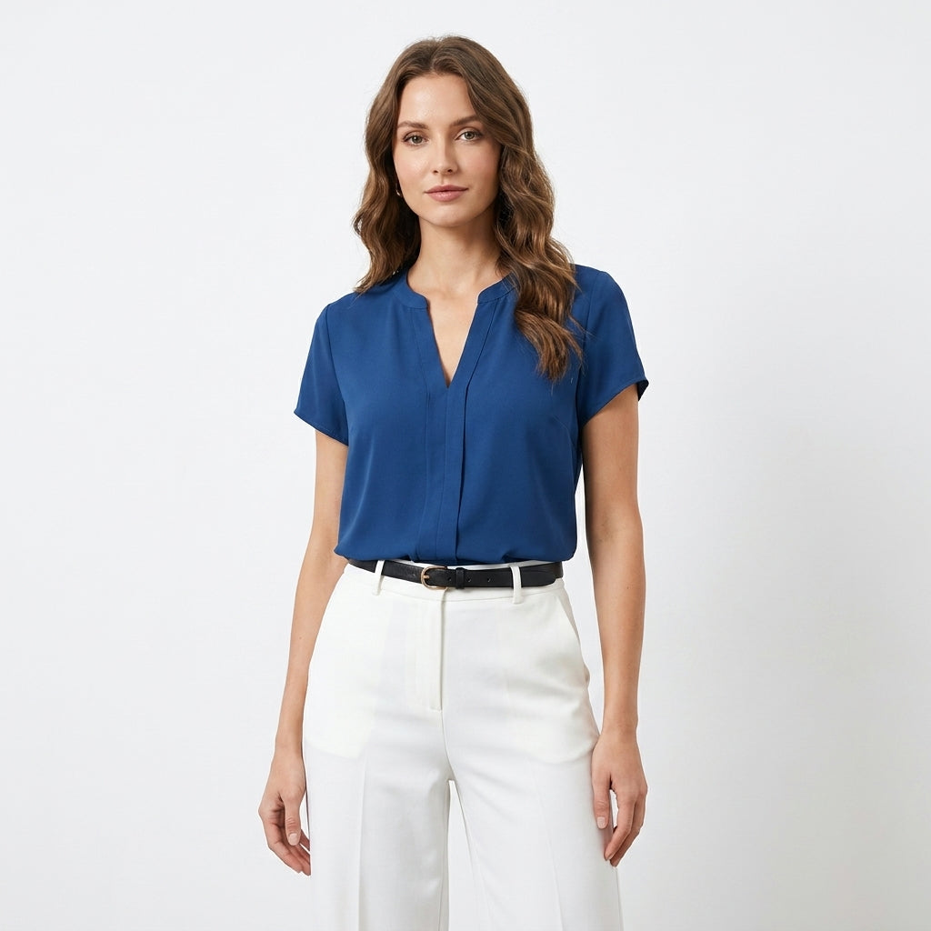 Elegant Chiffon V-Neck Blouse | Chic Plus Size Summer Top - View 5
