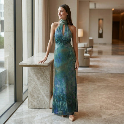 Floral Maxi Dress | Monet-Inspired Elegant Summer Gown - View 2