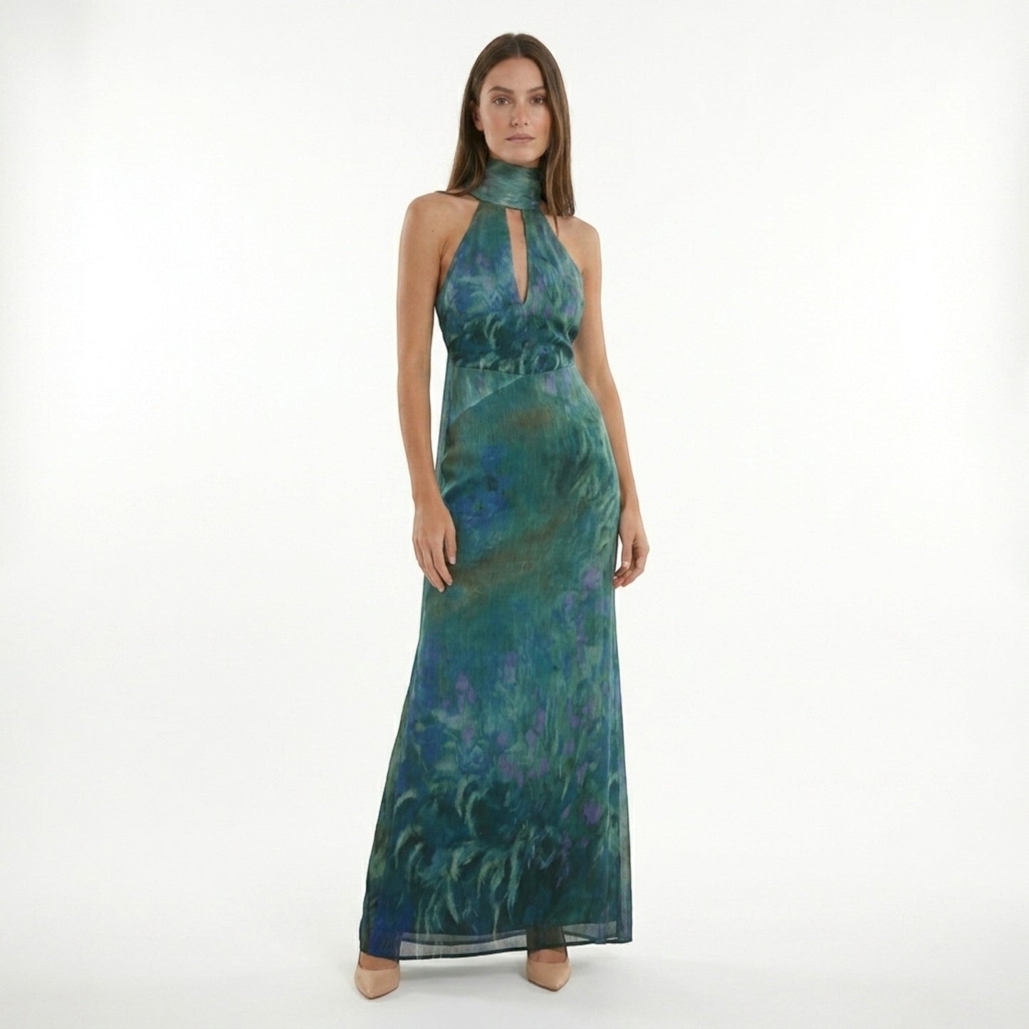 Floral Maxi Dress | Monet-Inspired Elegant Summer Gown - View 3