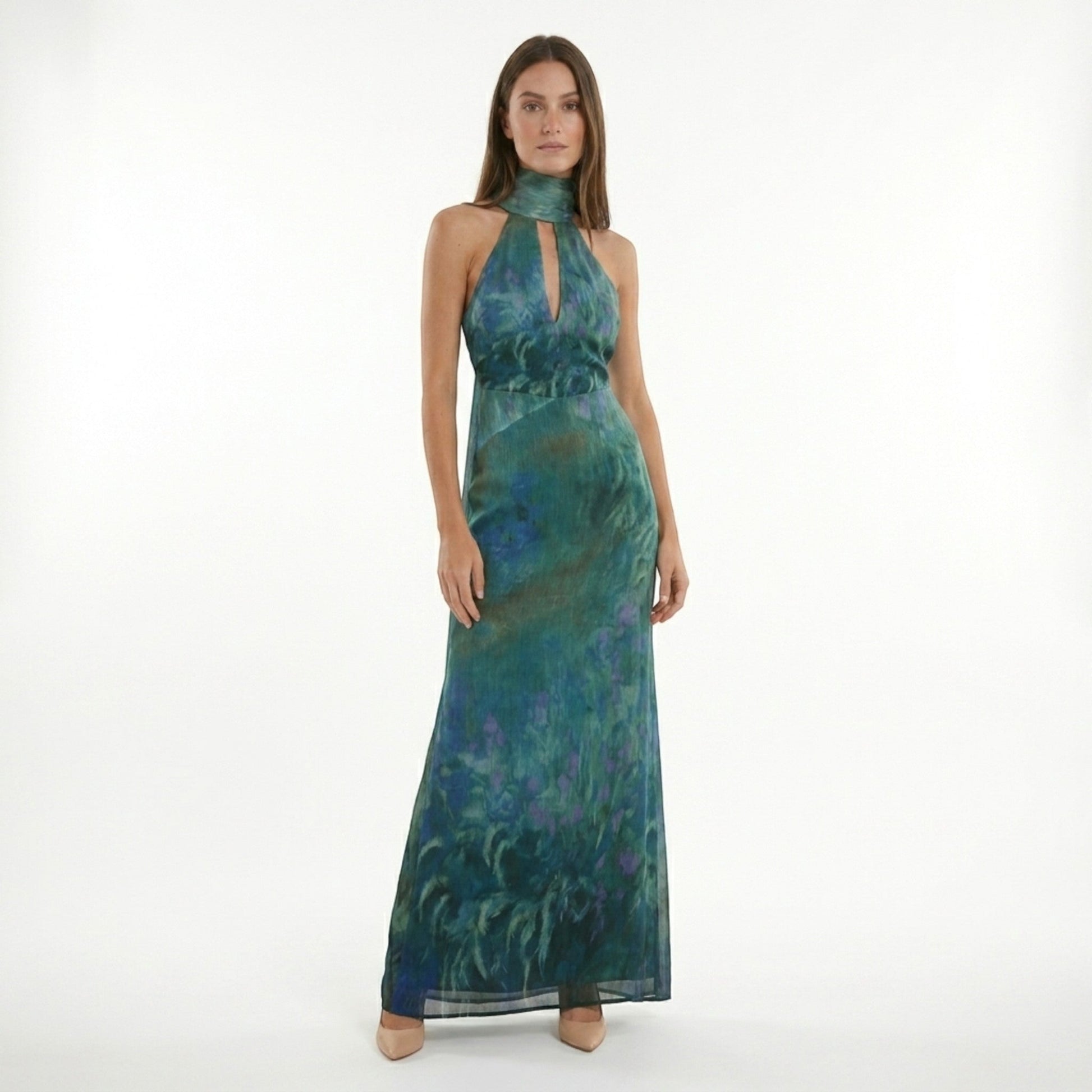 Floral Maxi Dress | Monet-Inspired Elegant Summer Gown - View 3