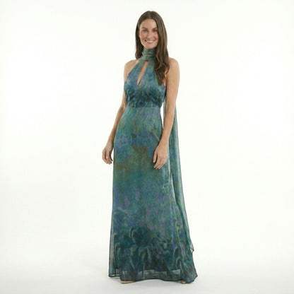 Floral Maxi Dress | Monet-Inspired Elegant Summer Gown - View 4