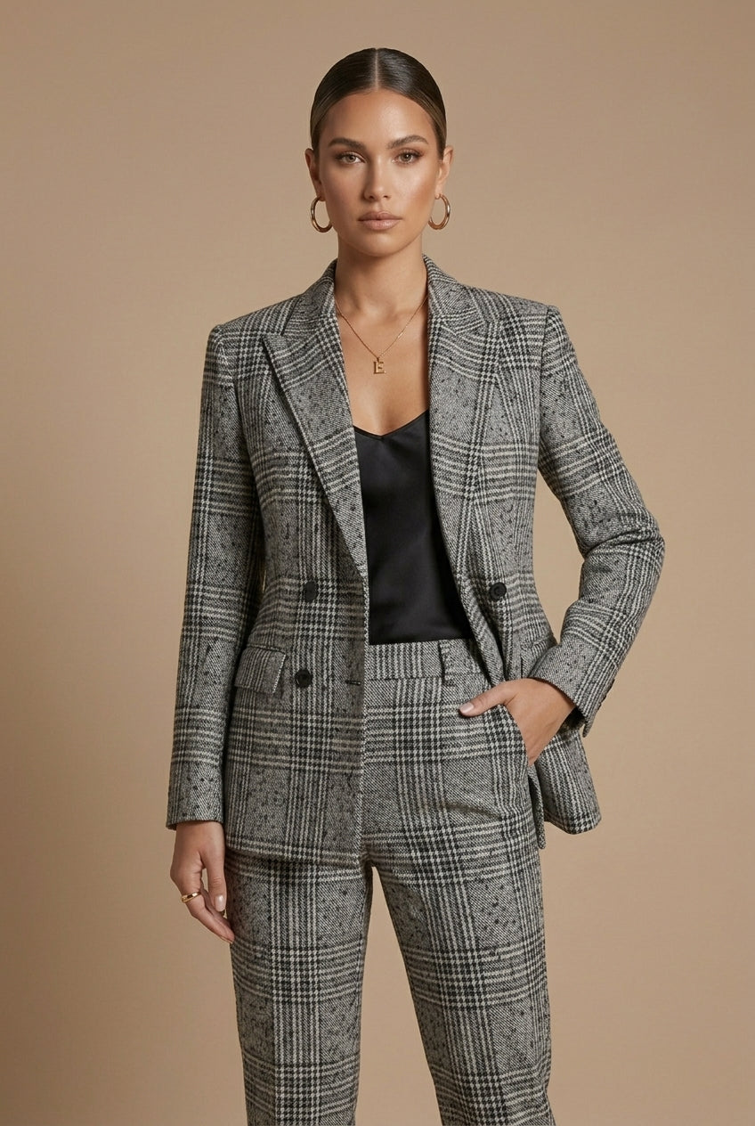 Plaid Blazer & Pants | Tailored Women's Suit - View 2