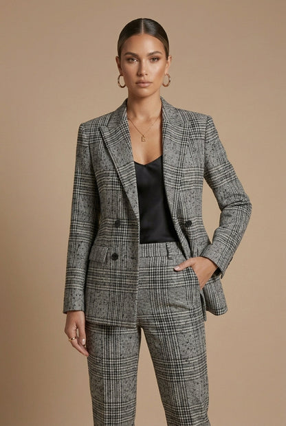 Plaid Blazer & Pants | Tailored Women's Suit - View 2