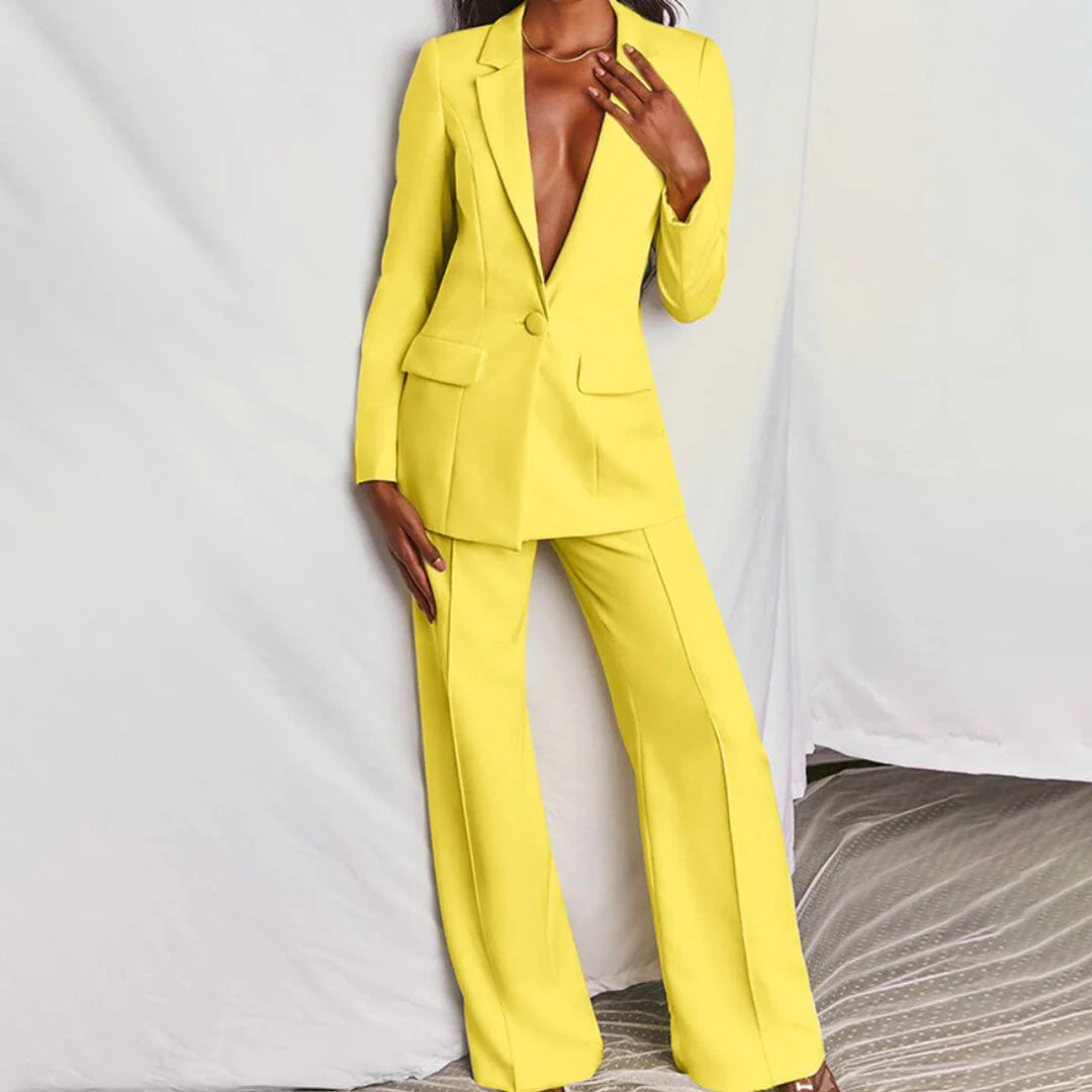 Tailored White Pantsuit | Elegant Blazer & Wide-Leg Trousers - View 1