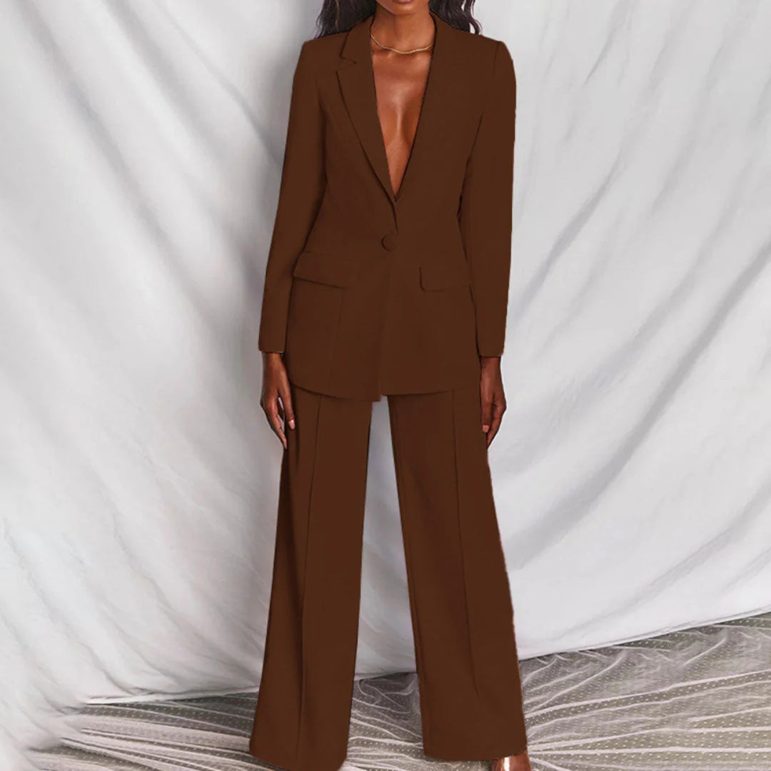 Tailored White Pantsuit | Elegant Blazer & Wide-Leg Trousers - View 4