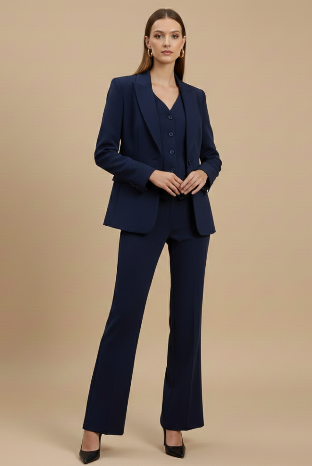 Tailored Women's Suit Set | Elegant Flared Pant Suit - View 5