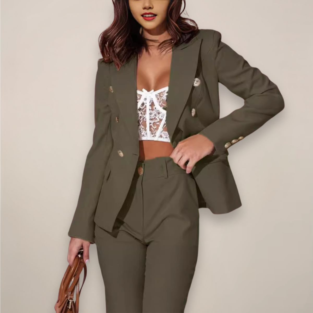 Elegant Tailored Pantsuit | Sophisticated Two-Piece Set - View 2