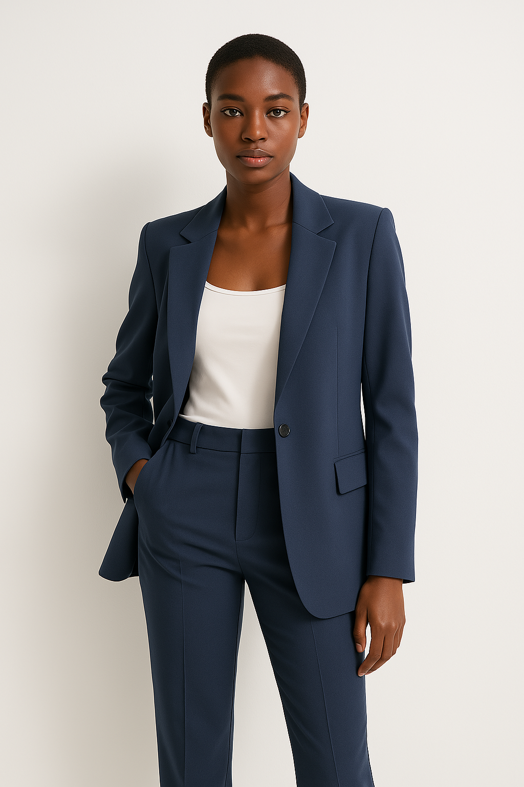 Tailored Trouser Suit | Elegant Straight-Leg Blazer Set - View 1