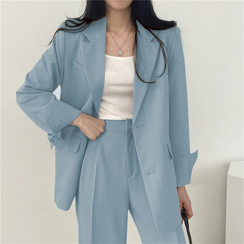 Tailored Blazer & Wide-Leg Pantsuit | Elegant Two-Piece Set - View 11