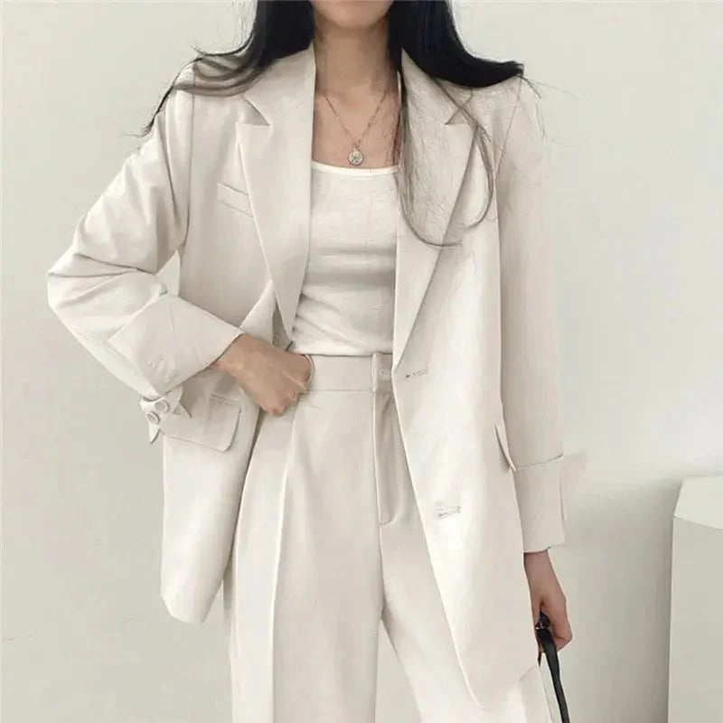 Tailored Blazer & Wide-Leg Pantsuit | Elegant Two-Piece Set - View 12