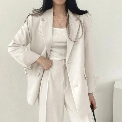 Tailored Blazer & Wide-Leg Pantsuit | Elegant Two-Piece Set - View 12