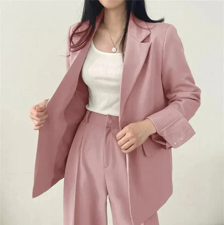 Tailored Blazer & Wide-Leg Pantsuit | Elegant Two-Piece Set - View 3