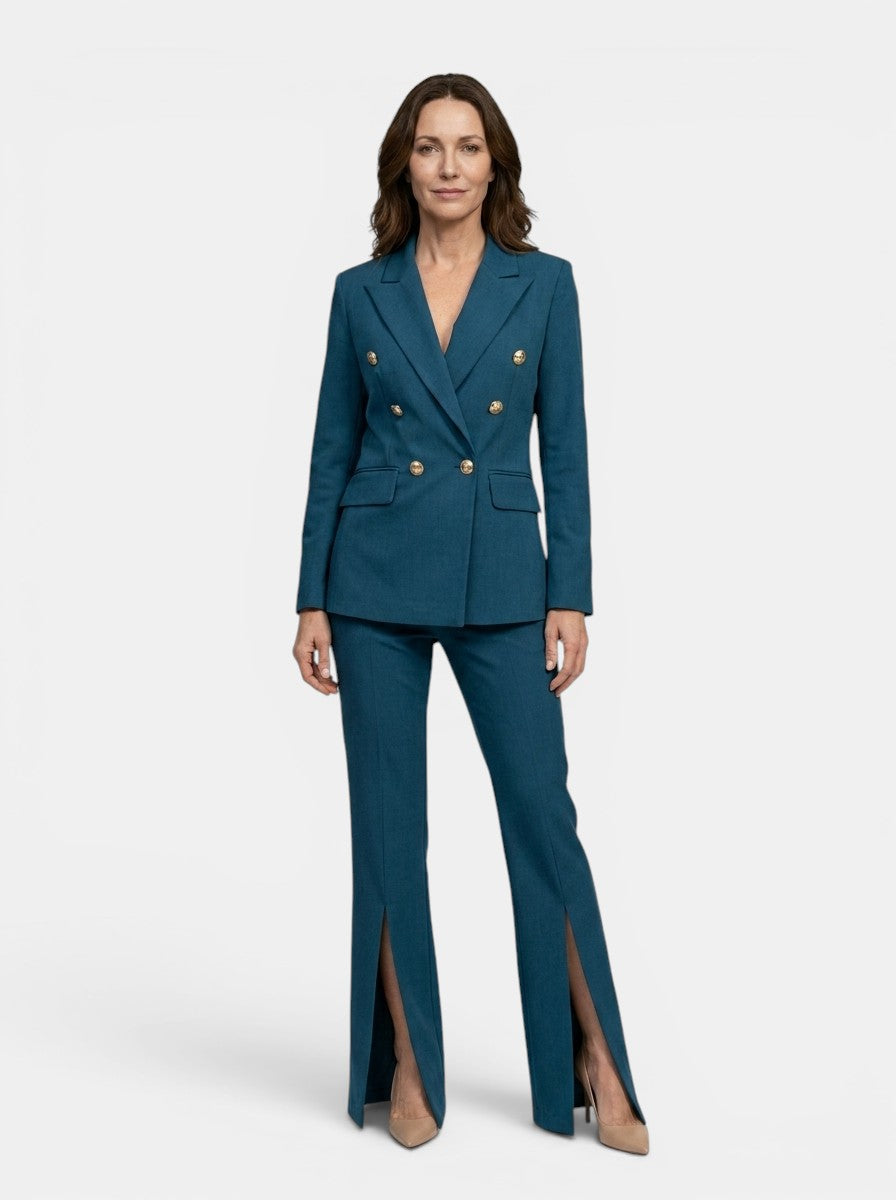 Tailored White Pantsuit | Elegant Double-Breasted Blazer Set - View 5