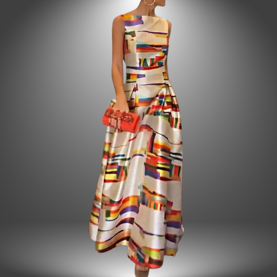 Geometric Print Maxi Dress | Chic Sleeveless Silhouette - View 1