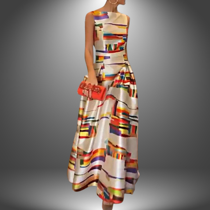 Geometric Print Maxi Dress | Chic Sleeveless Silhouette - View 1