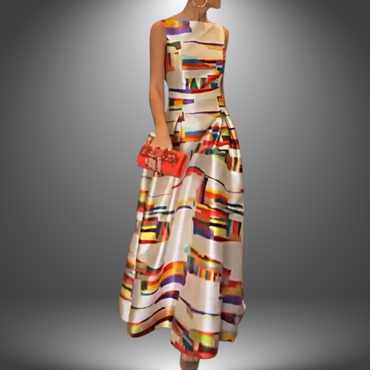 Geometric Print Maxi Dress | Chic Sleeveless Silhouette - View 1