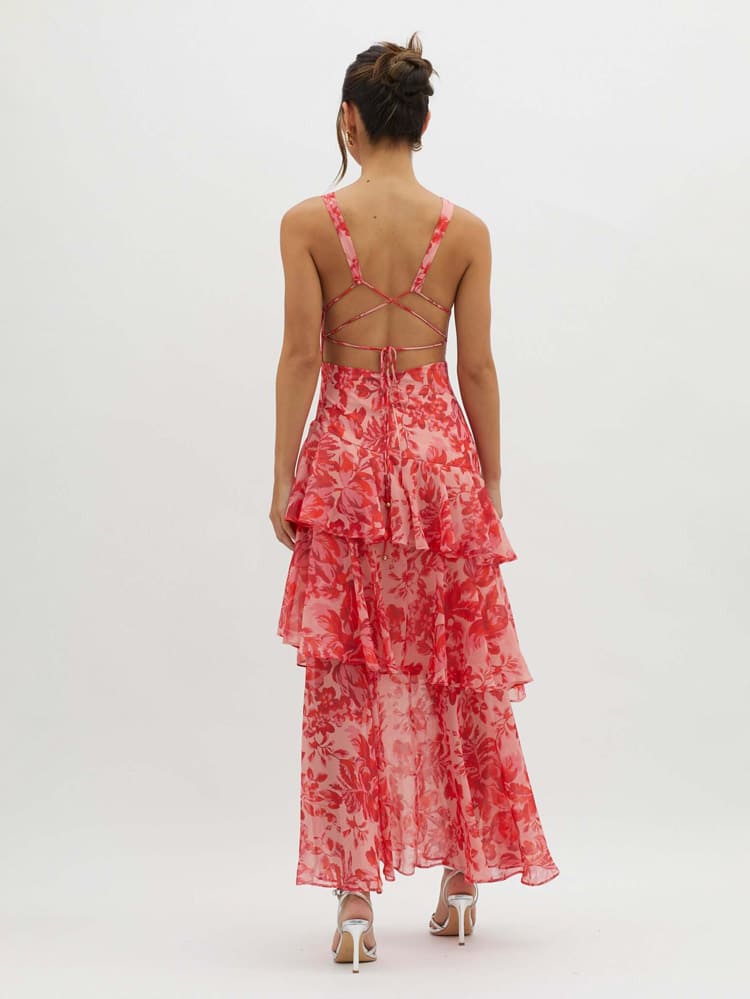 Floral Print Maxi Dress | Elegant Tiered Summer Style - View 3