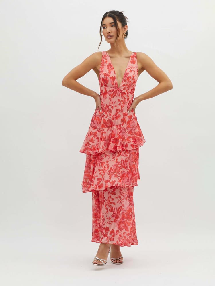 Floral Print Maxi Dress | Elegant Tiered Summer Style - View 4