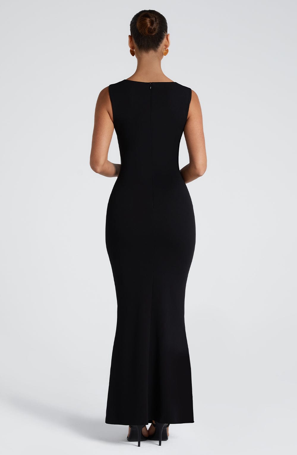 Black Bodycon Maxi Dress | Sculpted Formal Gown - View 4