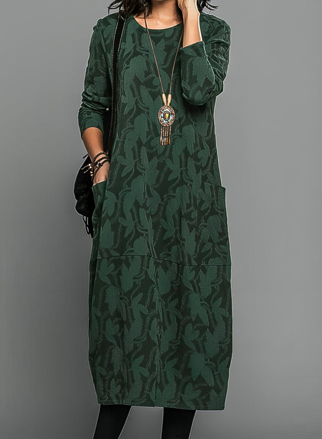 Elegant Knit Midi Dress | Cozy Long Sleeve Relaxed Fit - View 2