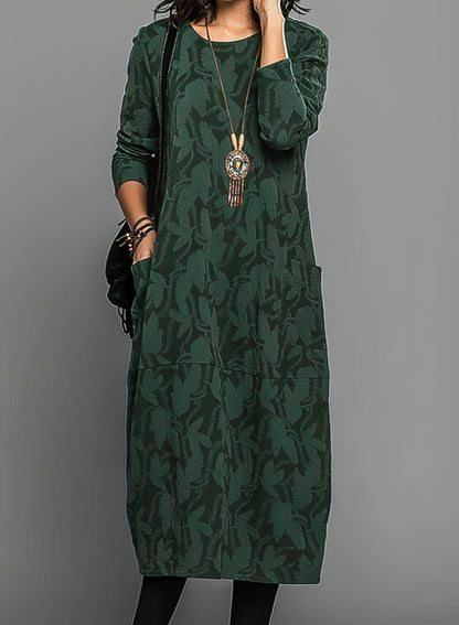Elegant Knit Midi Dress | Cozy Long Sleeve Relaxed Fit - View 2