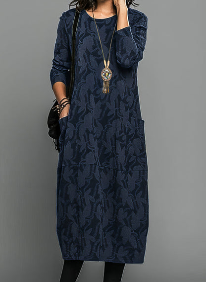 Elegant Knit Midi Dress | Cozy Long Sleeve Relaxed Fit - View 3
