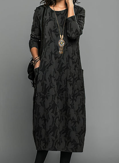 Elegant Knit Midi Dress | Cozy Long Sleeve Relaxed Fit - View 4