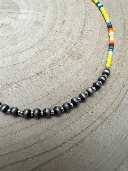 Seed Bead with Faux Navajo Pearl - 13 inch Choker - Deal of the Day!