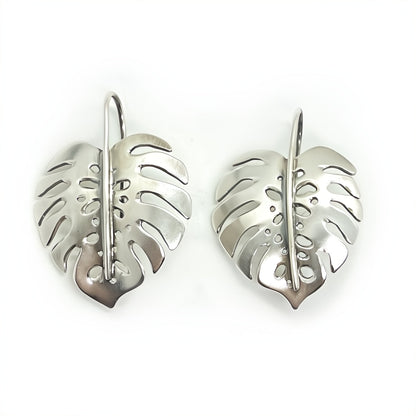 Monstera Earrings in Sterling Silver | Medium